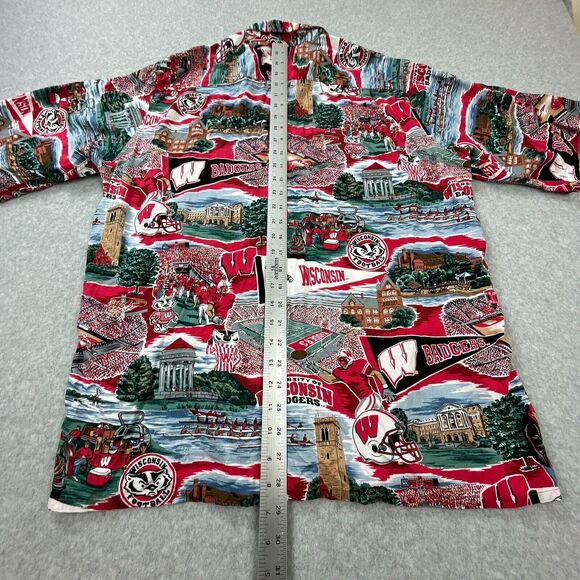 Reyn Spooner Sports Wisconsin Badgers Shirt Mens M Hawaiian Aloha Rayon Campus - Picture 5 of 11